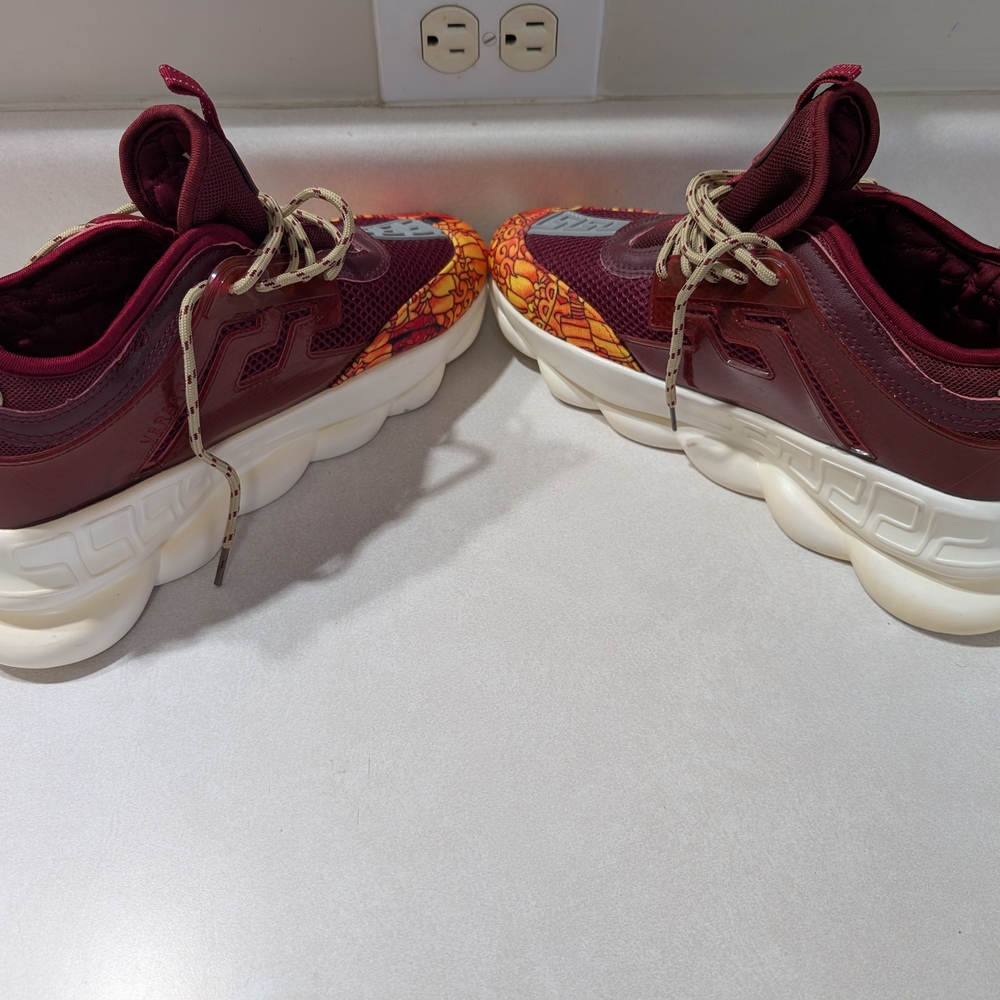 NWT Versace Chain Reaction Sneakers - Burgundy and Orange - Picture 4 of 13